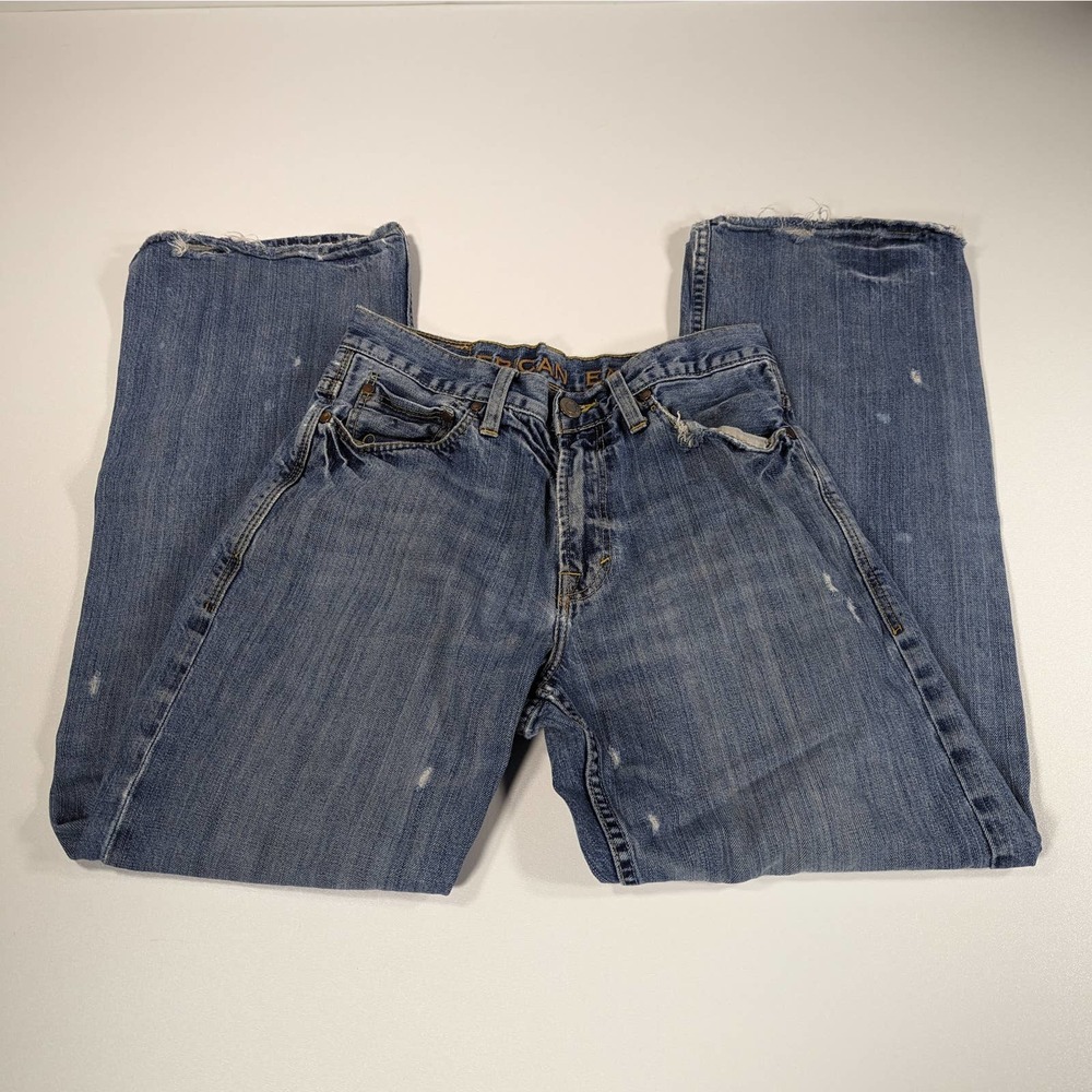 American Eagle Jeans Mens Size 29 X 30 Blue Distressed Bootcut Low Rise